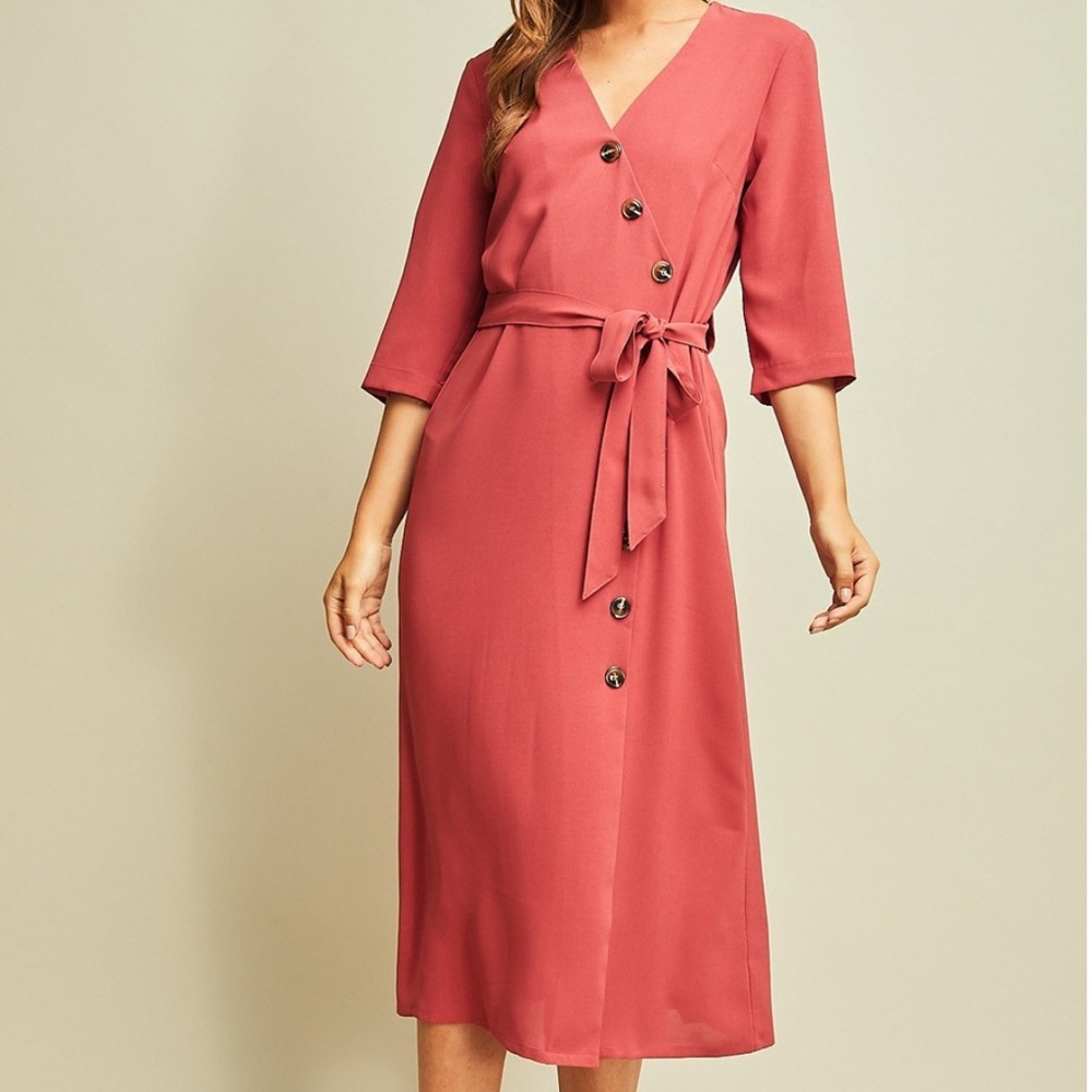 Boutique Midi Button Down Dress
